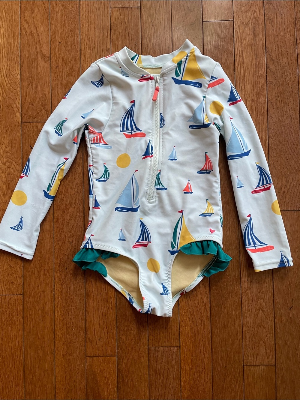 Pink Chicken Long-Sleeve Rash Guard Swimsuit